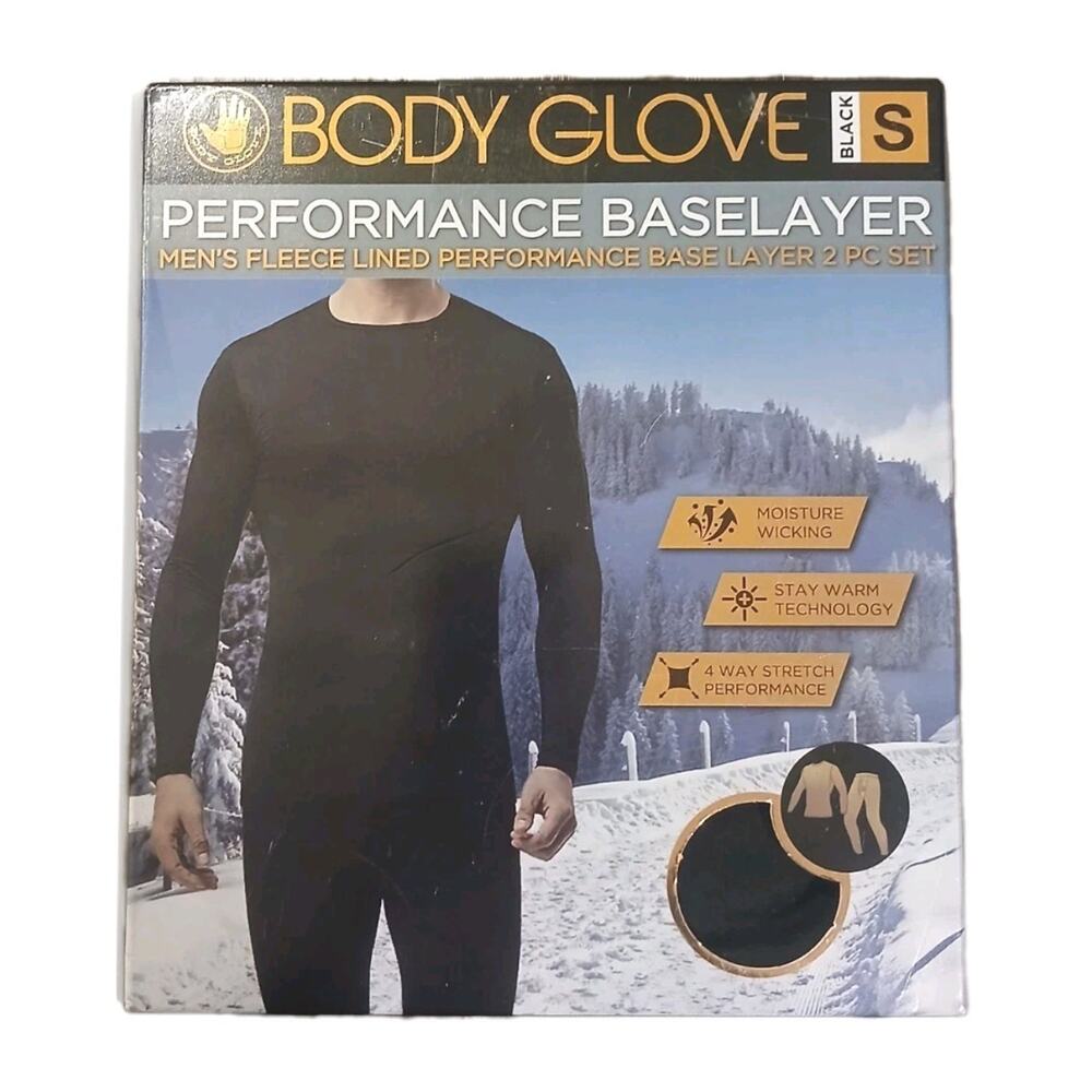 2-Piece Body Glove Men's Performance Black Base Layer Set Small - New in Box